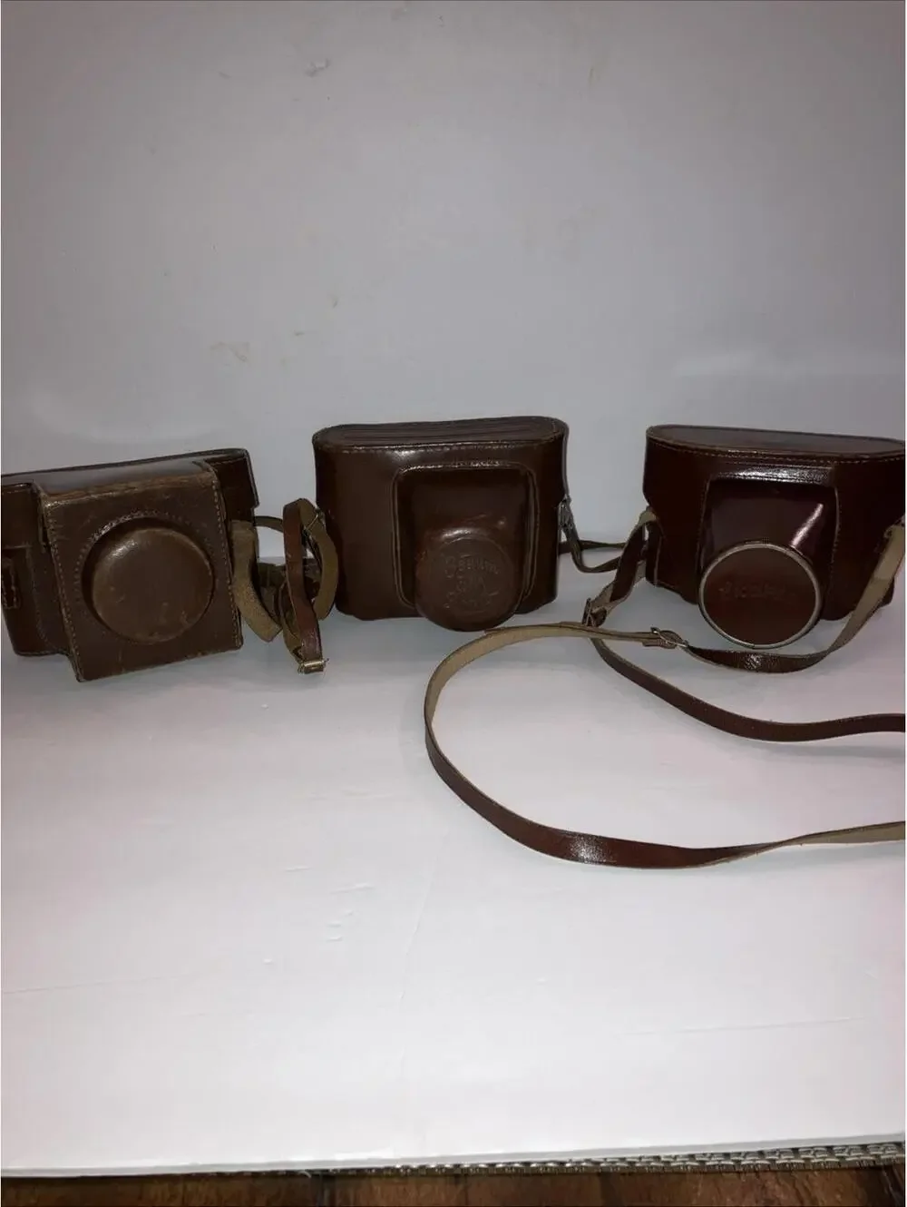 Lot Of 3 Vintage Brown Leather Camera Cases “LOOK”